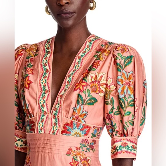 Farm Rio Garden Delight Pink Short Sleeve Maxi Dress • S • NWT - Picture 9 of 17